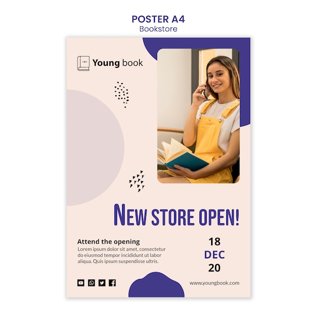Free PSD bookstore poster template