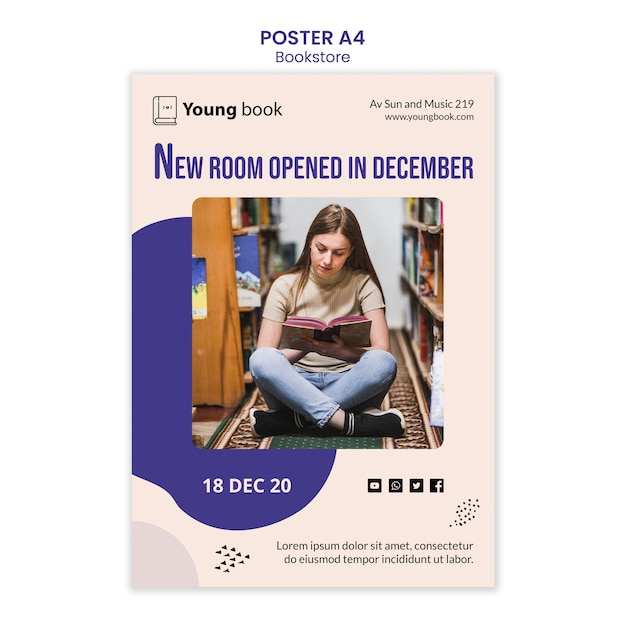 Free PSD bookstore poster template