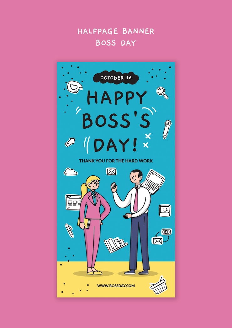 Free PSD boss day celebration template