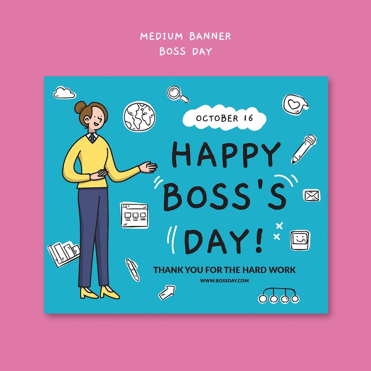 Free PSD boss day celebration template
