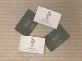 Free PSD botanic business cards set of 4 mockup