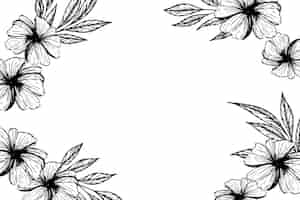 Free PSD botanical flowers border illustration