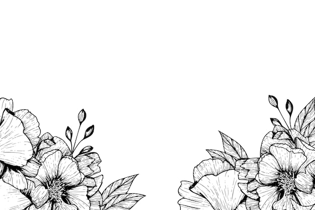 botanical flowers border illustration