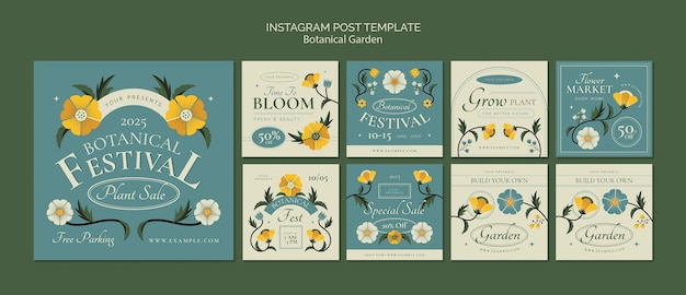 Free PSD botanical garden instagram posts