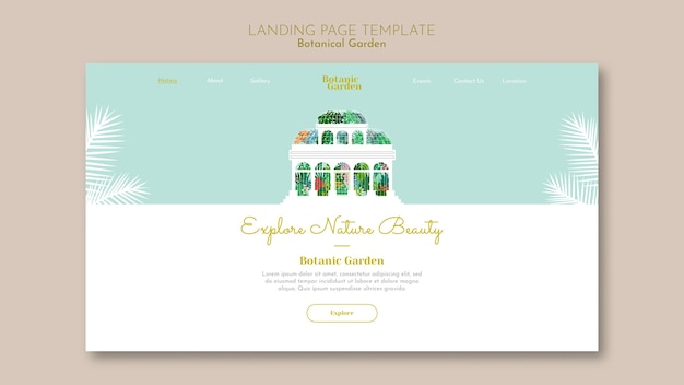 Modello di landing page del giardino botanico