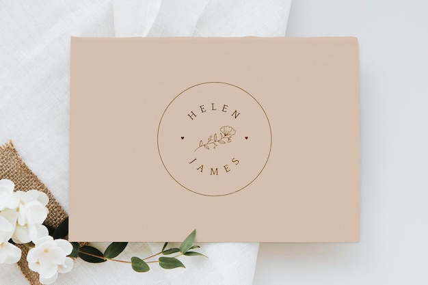 Botanical wedding invitation card mockup