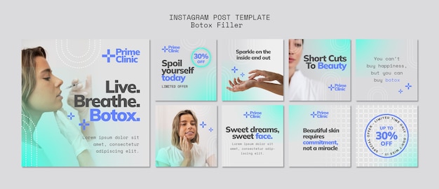 Botox filler clinic instagram posts template