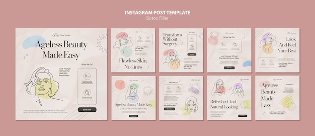 Free PSD botox filler clinic instagram posts template