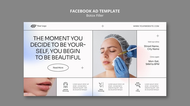 PSD gratuito modello facebook di riempimento botox