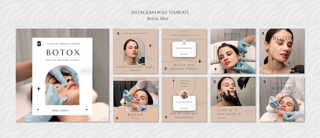 PSD gratuito modello di post di instagram per il riempimento di botox