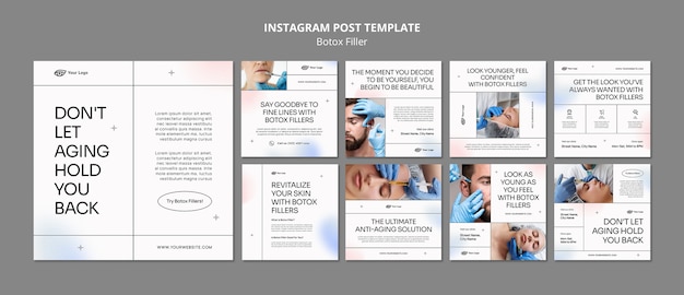 PSD gratuito modello di post di instagram per il riempimento di botox