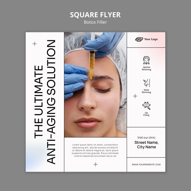 botox filler square flyer template