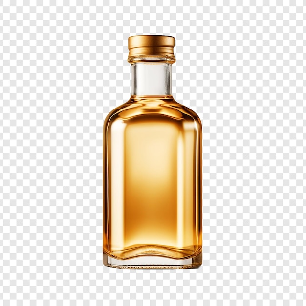 Free PSD a bottle of gold color is shown isolated on transparent background