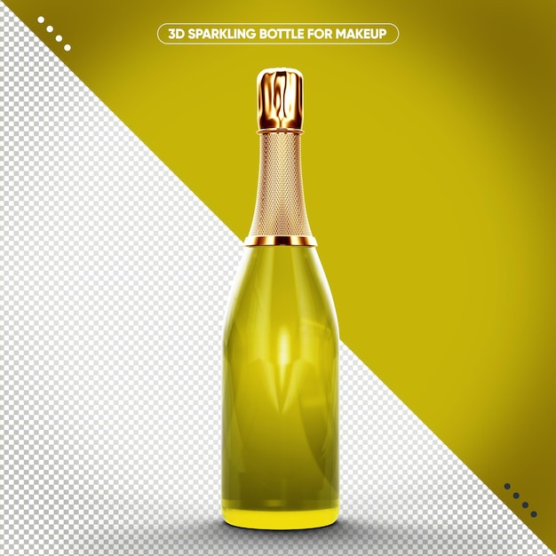 Free PSD bottle of light green sparkling wine for makeup