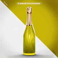 Free PSD bottle of light green sparkling wine for makeup