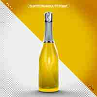 Free PSD bottle of yellow sparkling wine for makeup