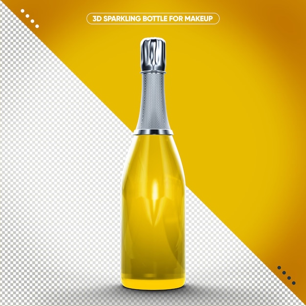 Bottle of yellow sparkling wine for makeup