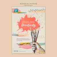 Free PSD bouquet of paint brushes poster template