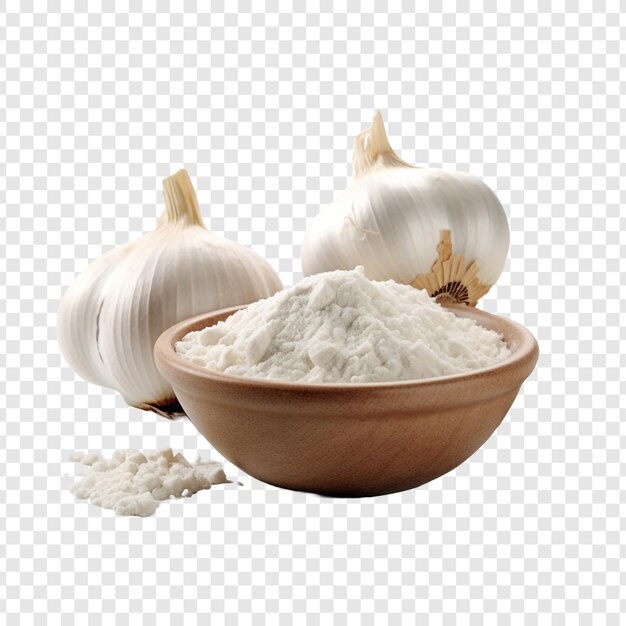 Free PSD a bowl of flour and a bowl of garlic on a checkered isolated on transparent background