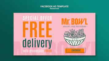 Free PSD bowl food restaurant social media promo template