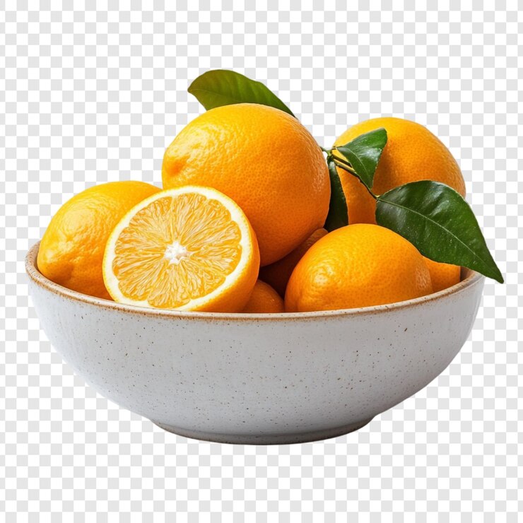 Free PSD a bowl of fresh juicy oranges