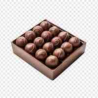Free PSD box of chocolate candies isolated on transparent background