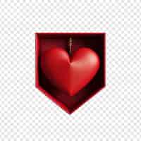 Free PSD box in shape of heart was opened isolated on transparent background
