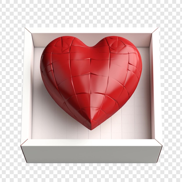 Free PSD box in shape of heart was opened isolated on transparent background