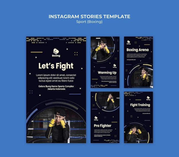 Modello di storie di instagram di annunci di boxe