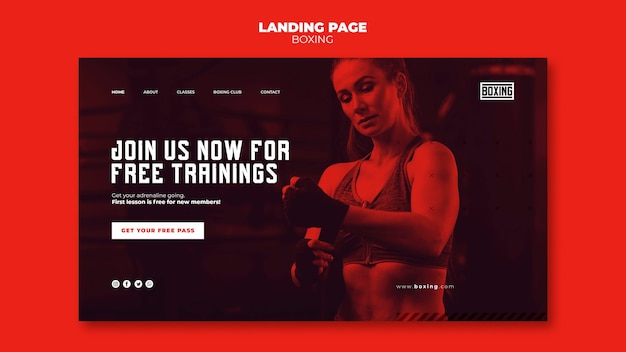 Free PSD boxing ad landing page template