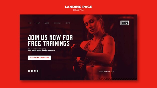 Boxing ad landing page template