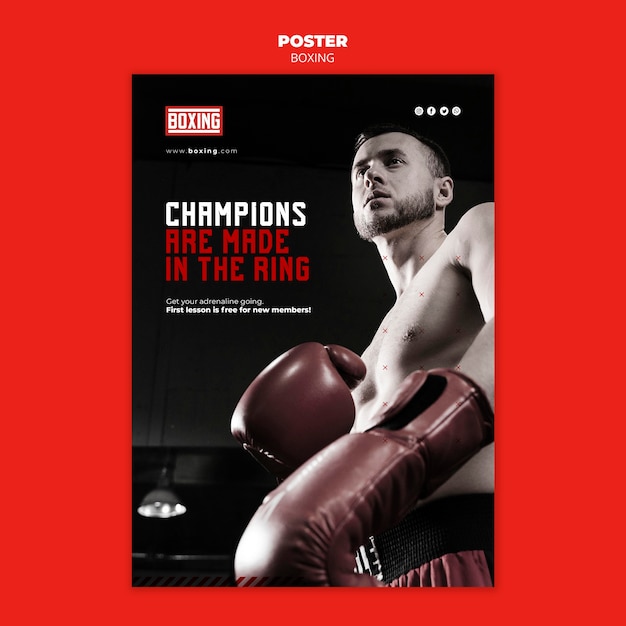 Boxing ad template flyer PSD free to download