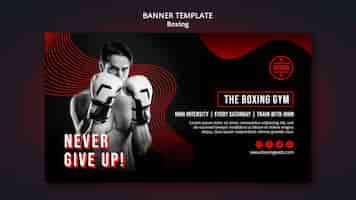 Free PSD boxing banner template with photo