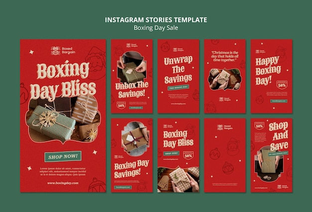 Free PSD boxing day celebration  instagram stories