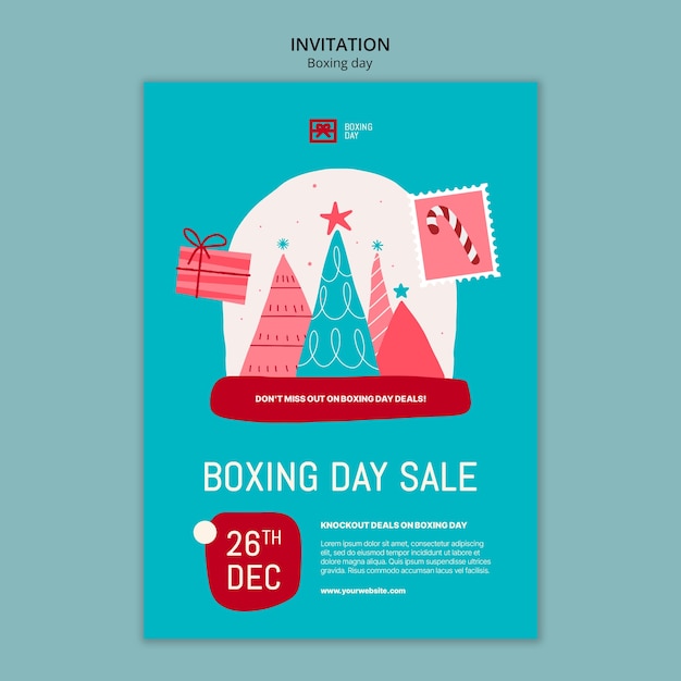 Free PSD boxing day celebration  invitation template