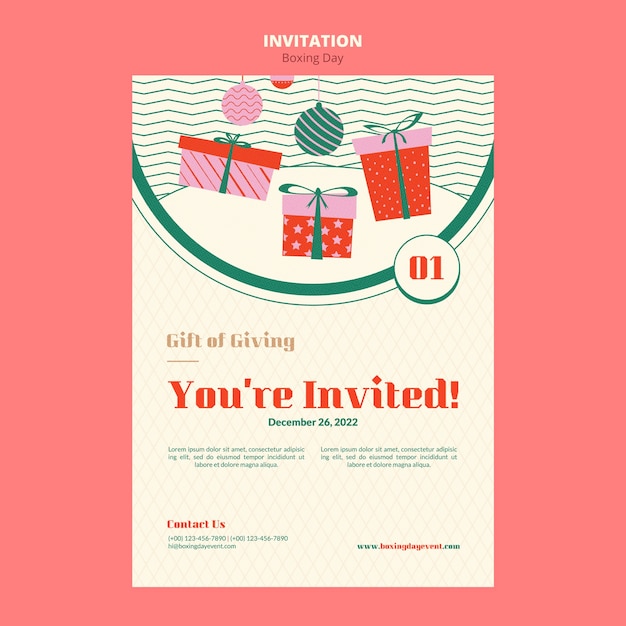 Free PSD boxing day celebration invitation