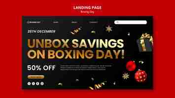 Free PSD boxing day celebration landing page template