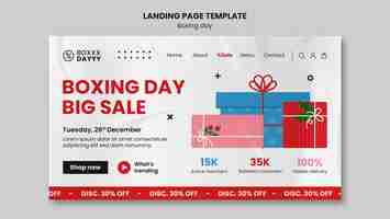 Free PSD boxing day celebration landing page template