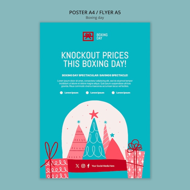 Free PSD boxing day celebration  poster template