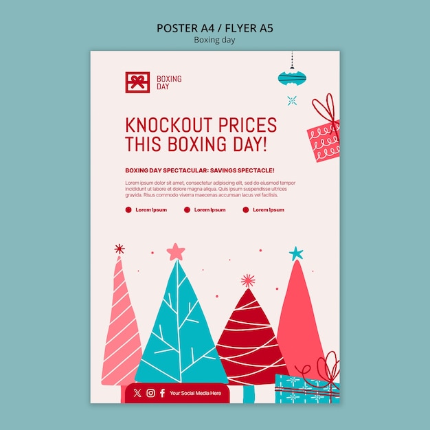 Free PSD boxing day celebration  poster template