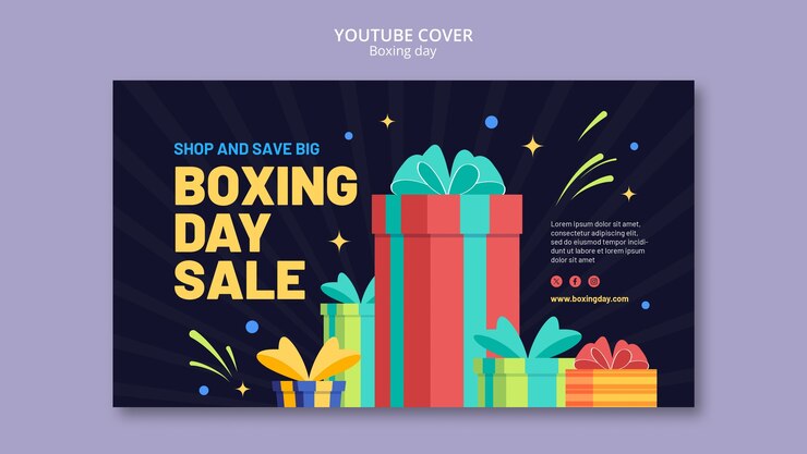 無料PSD ボクシングデーのお祝いのyoutubeカバーテンプレート