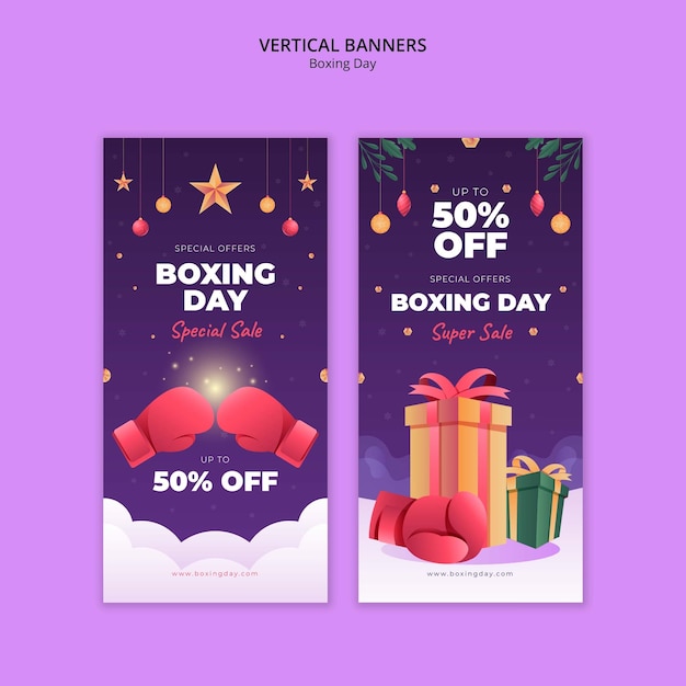Free PSD boxing day discounts vertical banners template