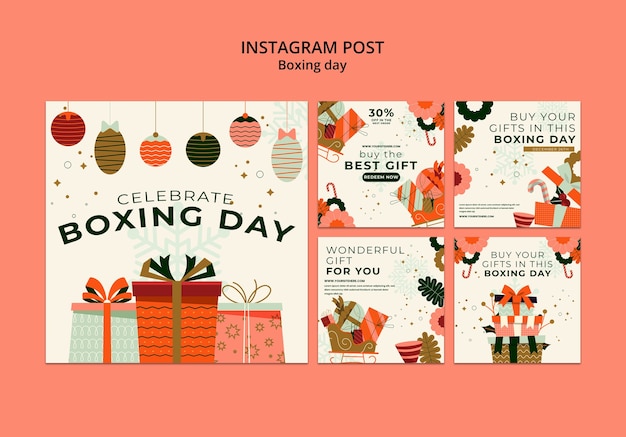 Free PSD boxing day  instagram posts template