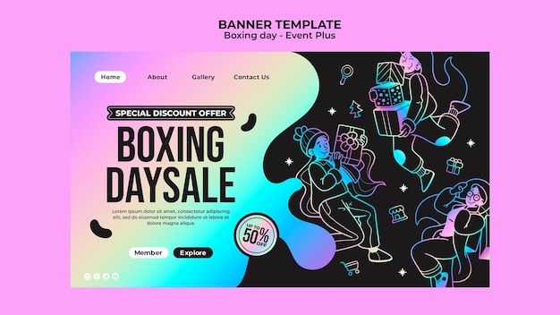 Free PSD boxing day landing page template