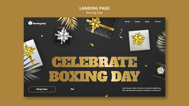 Free PSD boxing day  landing page template