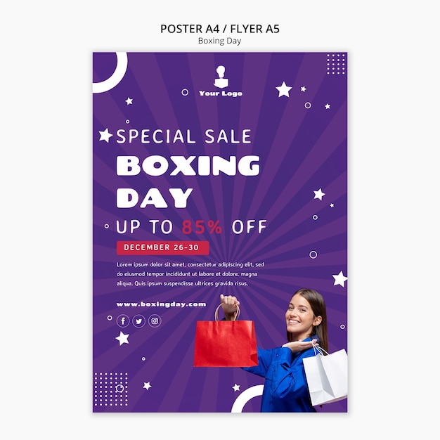 Free PSD boxing day sale poster template