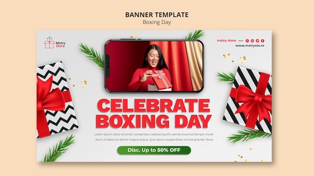 Free PSD boxing day sales horizontal banner template