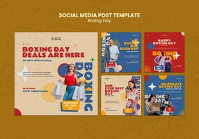 Boxing day social media posts in retro colors