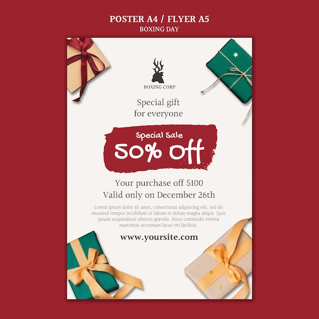 Free PSD boxing day template design
