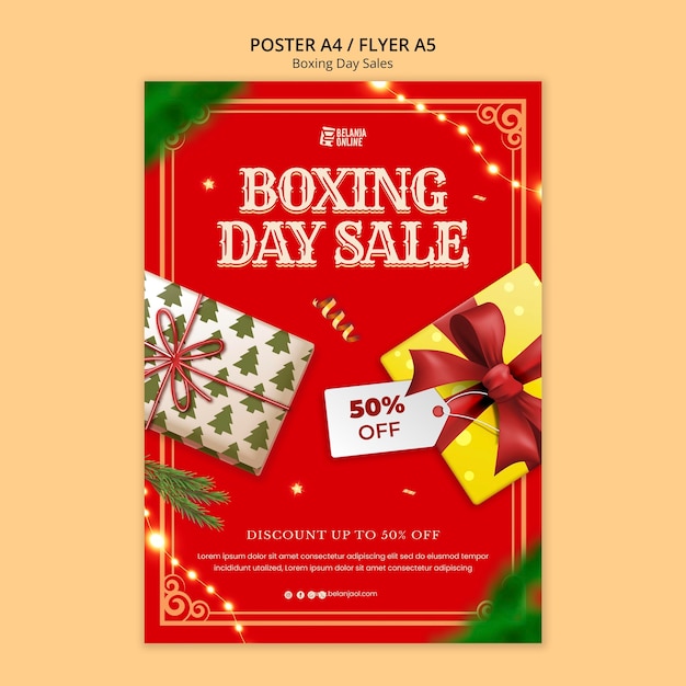 Free PSD boxing day template design